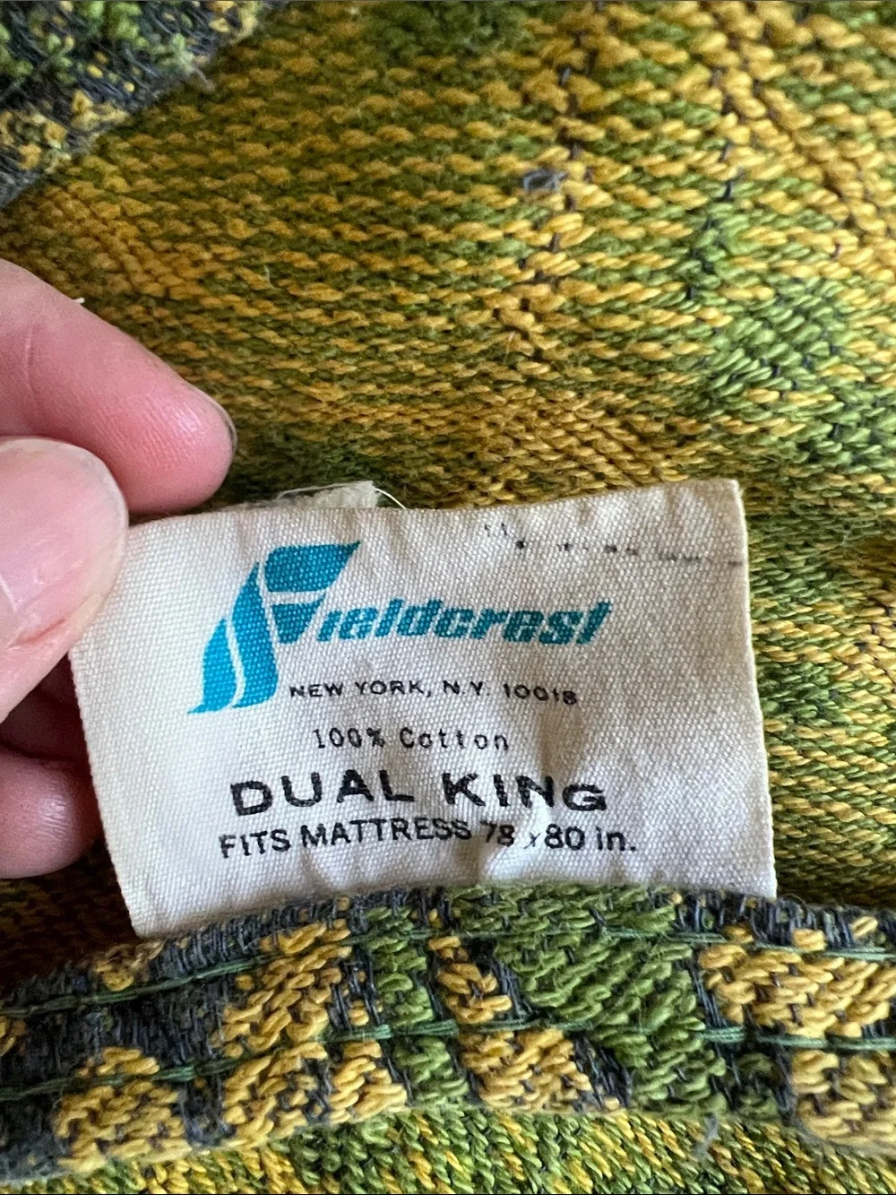 VTG Fieldcrest Green and Gold Woven Jacquard Fabric